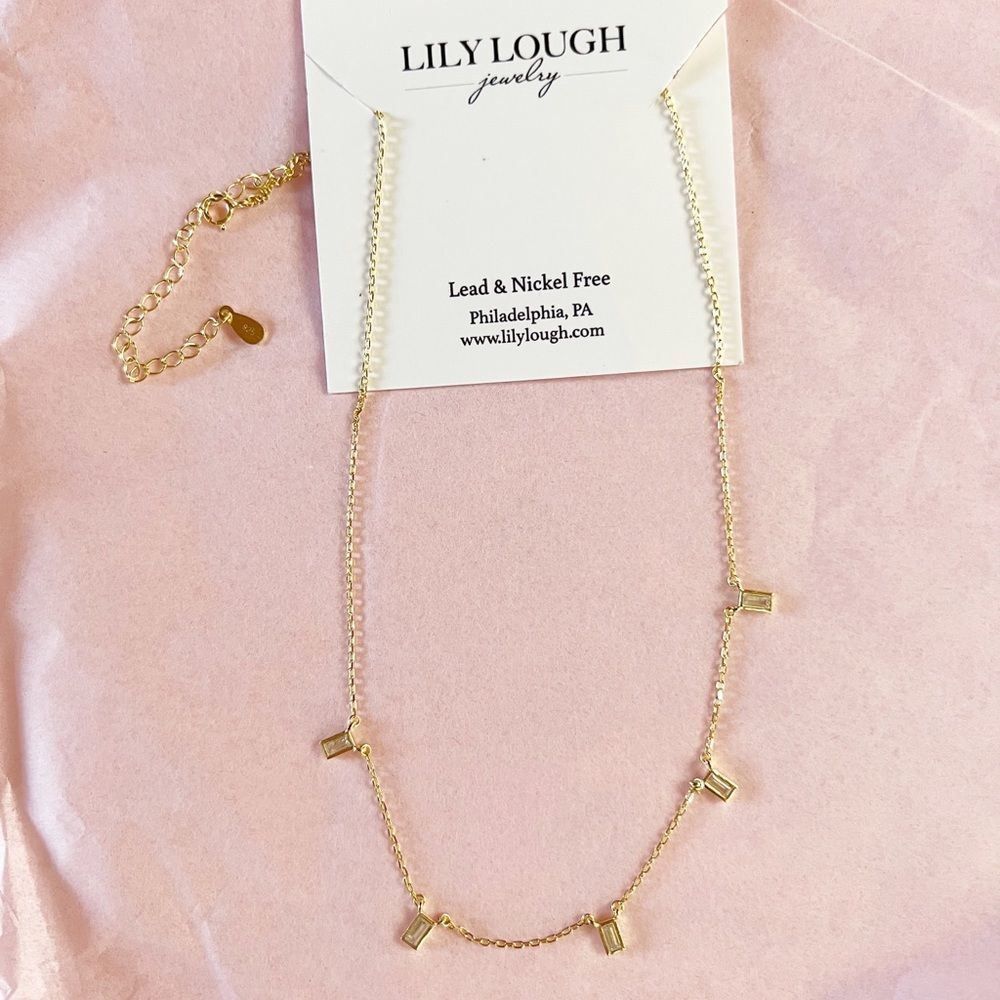 Lily Lough Necklace Gold Tone Marked 925